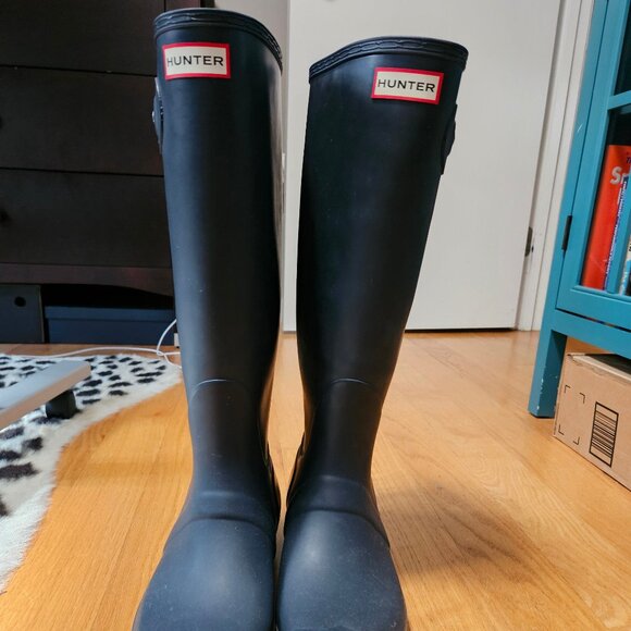 Hunter Navy Blue Knee High Boots - Size US 10 - Picture 1 of 5